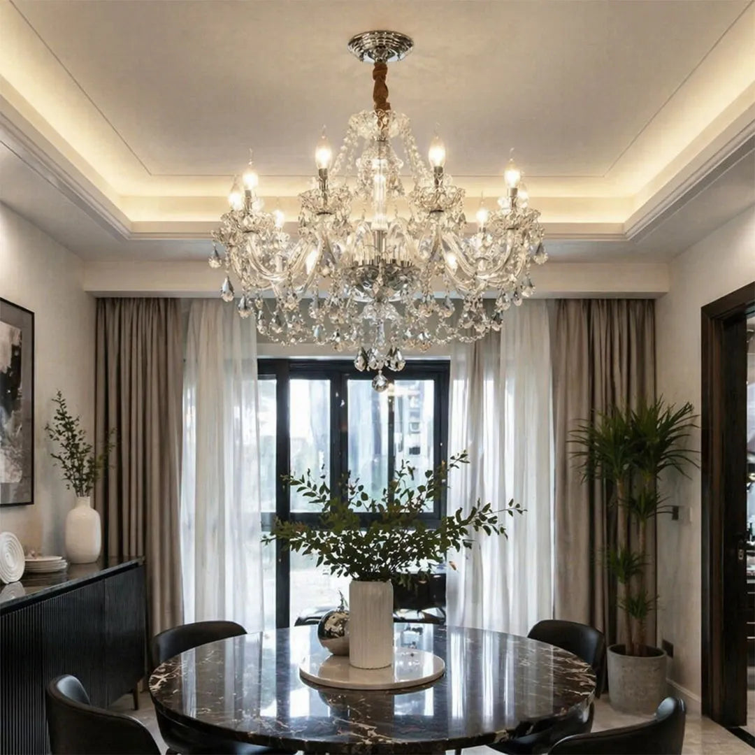 Luxury Glass Crystal Candlelight Retro European Style Chandelier