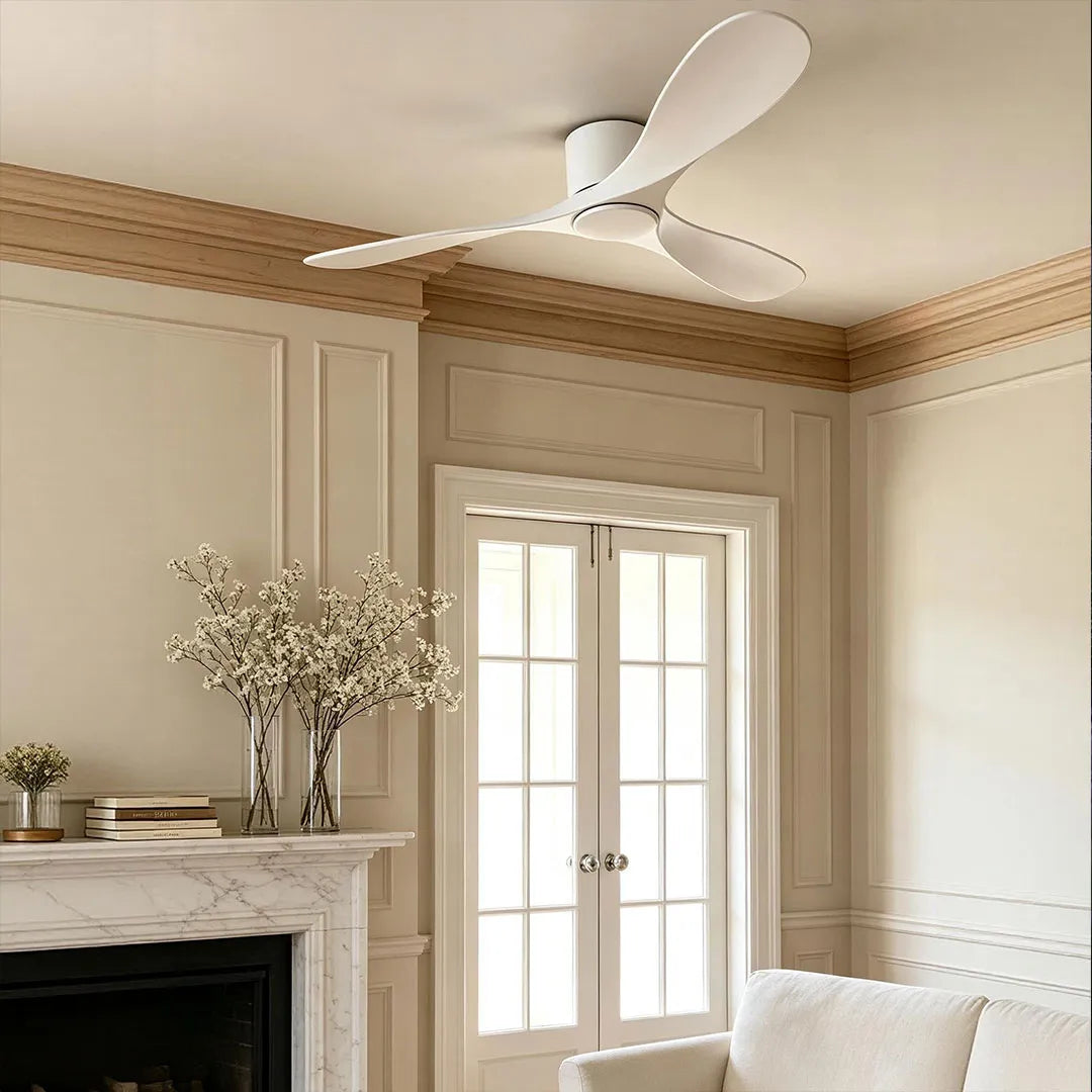 White Ceiling Fan Modern 52-Inch Indoor 3‑blade Fan