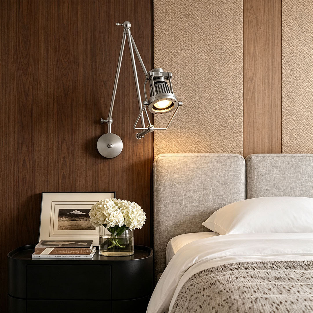 Nickel Swing Arm Sconce Industrial Adjustable LED Light