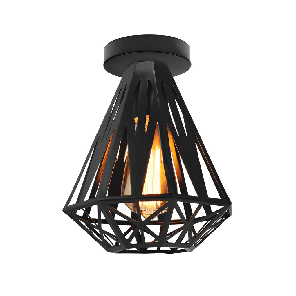Retro Personality Iron Cage LED American Style Ceiling Light Fixture