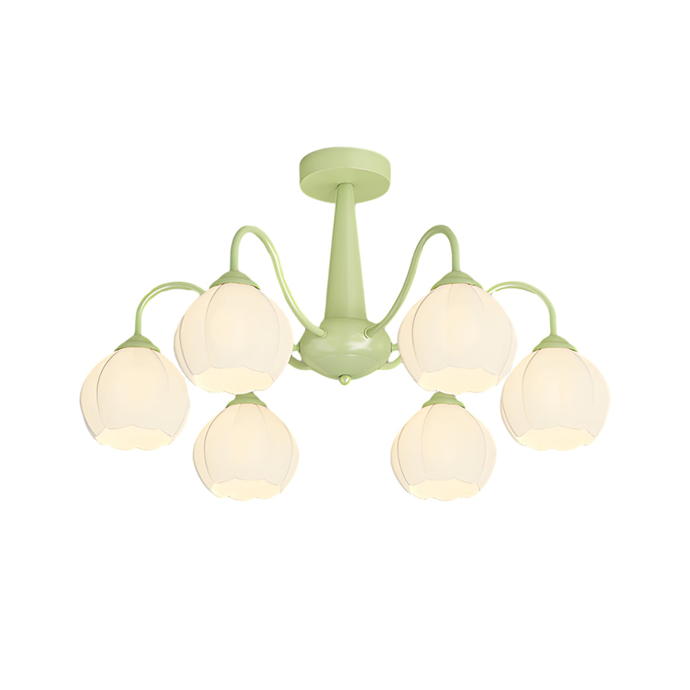 6 Round Flowers Bell Orchid Three Step Dimming Modern Chandelier Lamp