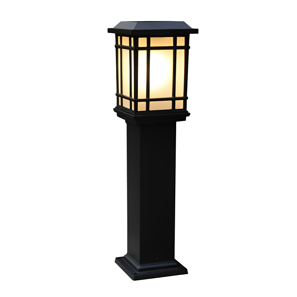 Black Solar Pathway Bollard Lights Three-Step Dimming Outdoor Lighting