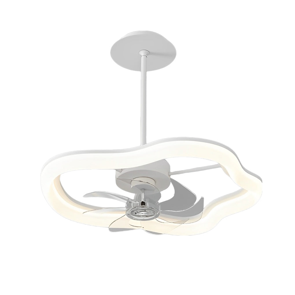 Circular Mute LED Stepless Dimming White Modern Ceiling Fans with Remote