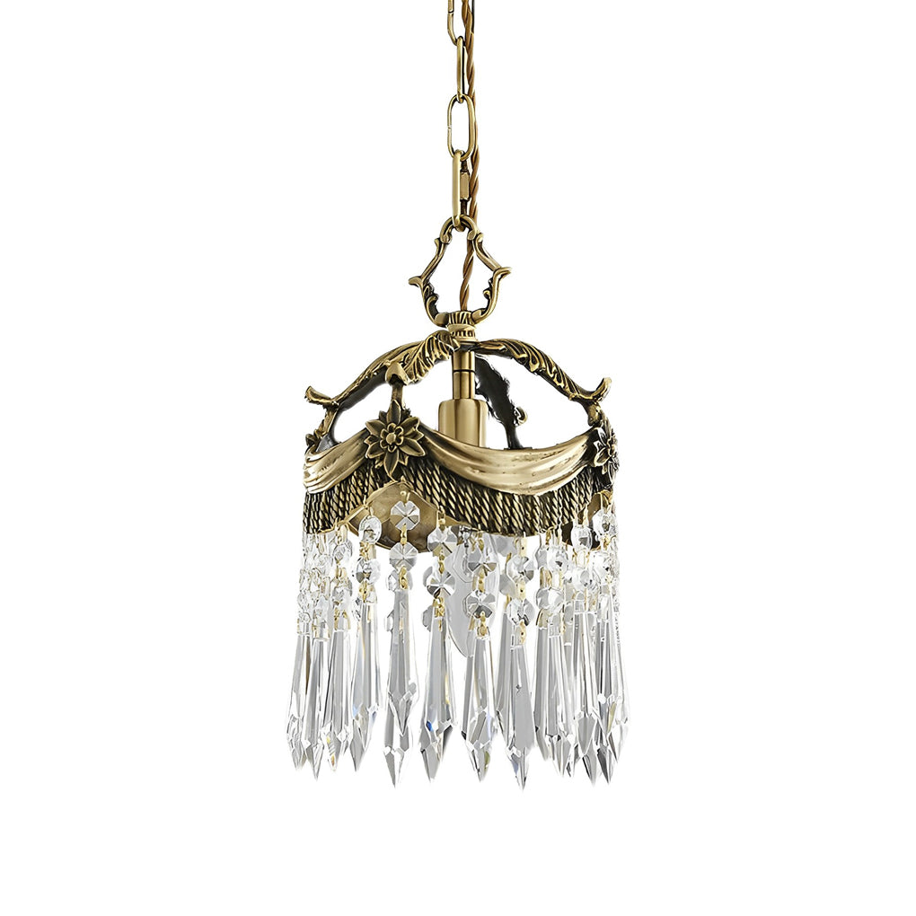 Retro Crystal Pendant Tassels 3 Step Dimming French Style Pendant Lights