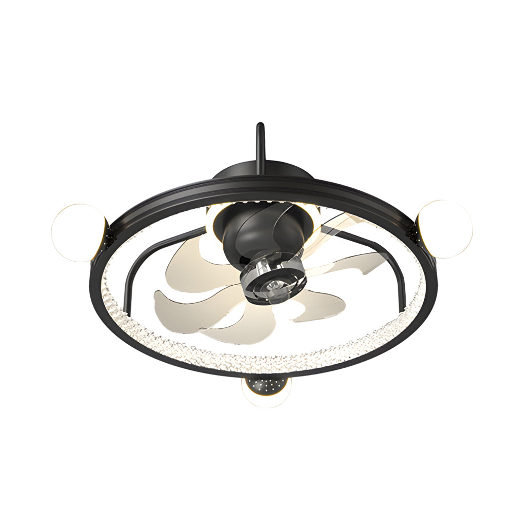 Round Acrylic Ball Decor 3 Step Dimming Modern Bladeless Ceiling Fan Light