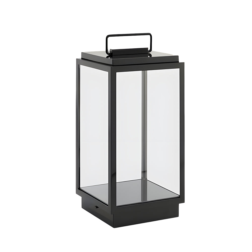Modern 11-In Glass LED Portable Outdoor Lanterns - Hardwired