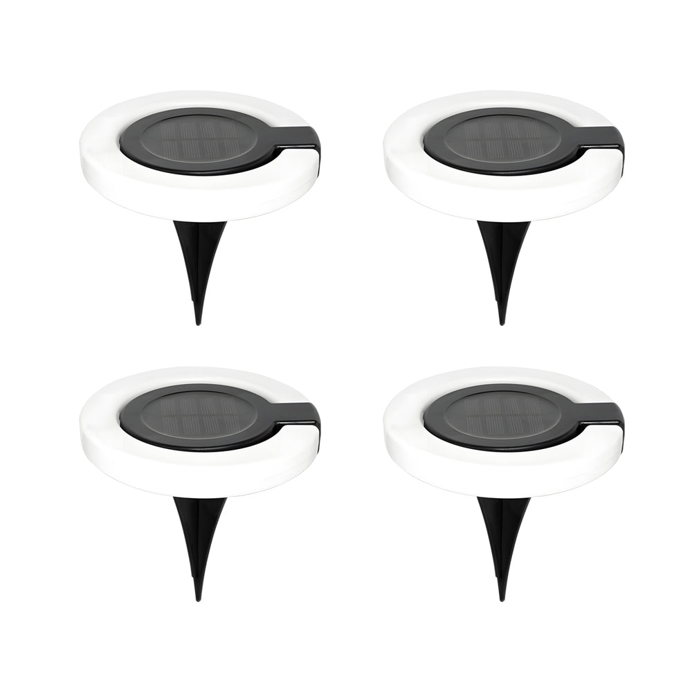4PCS Round Foldable Solar Deck Lamp Set - Modern Outdoor Disk Lights