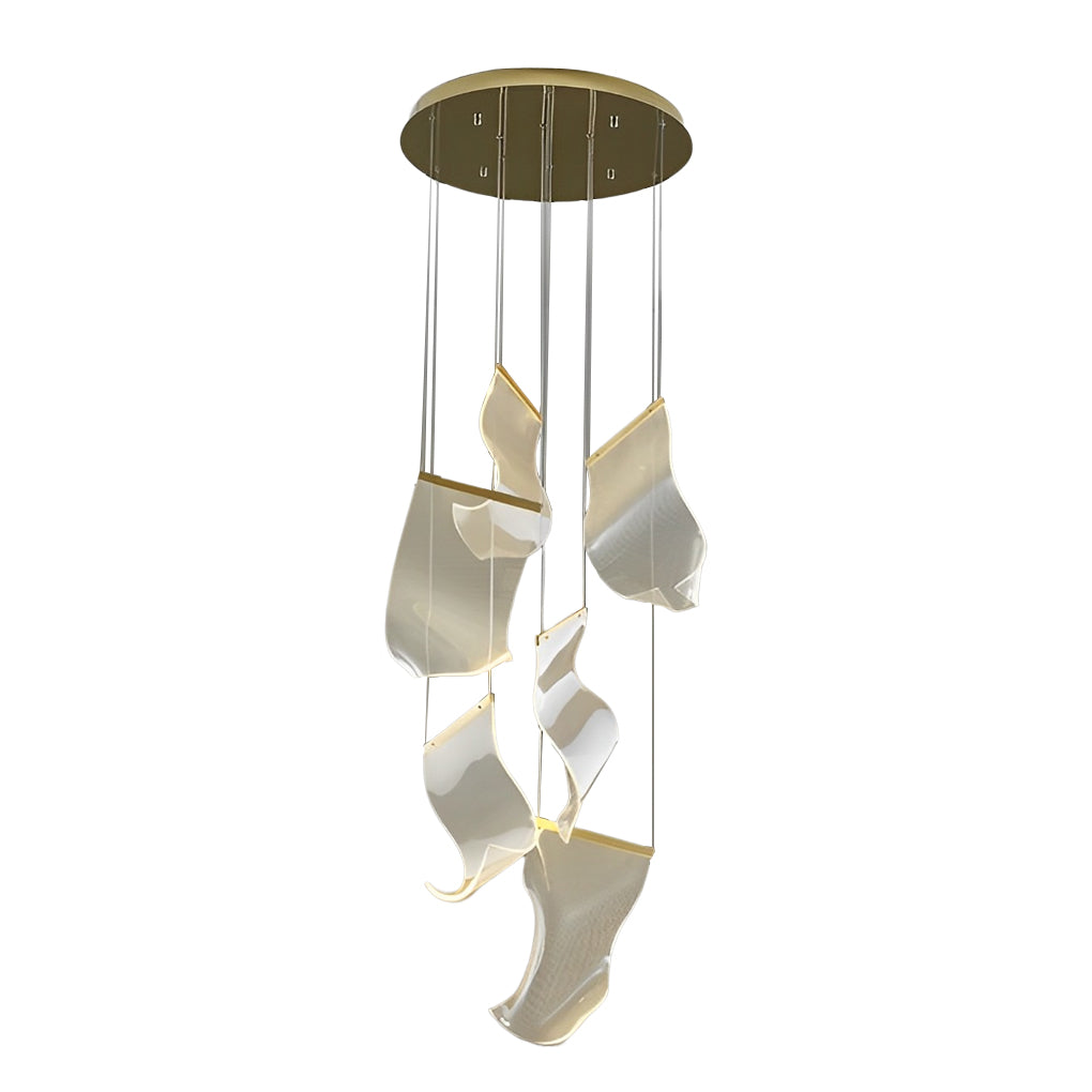 Irregular Curl Acrylic Paper Stepless Dimming LED Nordic Chandelier