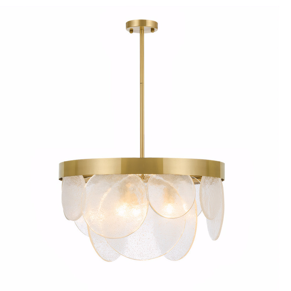 3-Light Round Semi Flush Mount Glass Chandelier