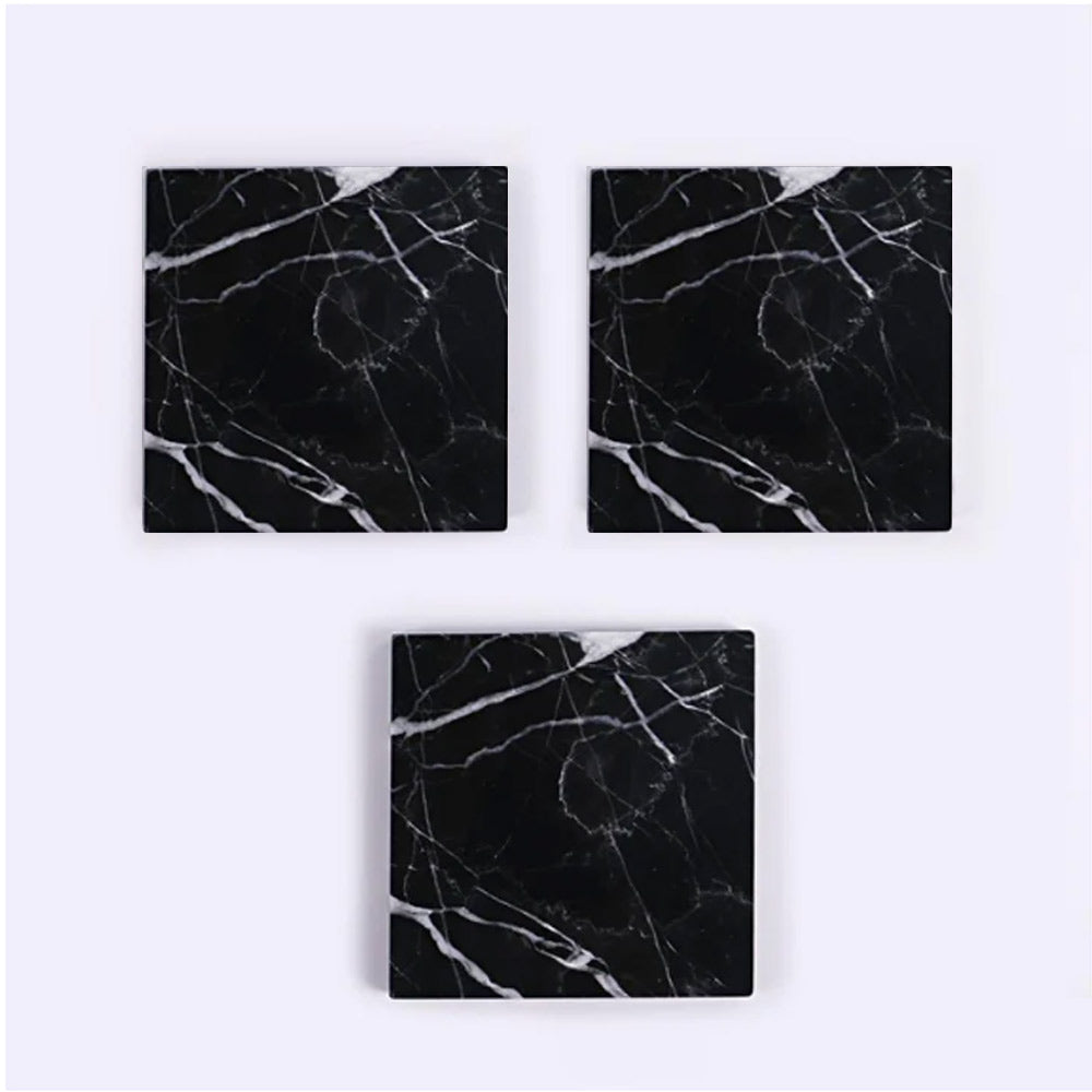 3 Pcs Modern Square Marble Coaster Table Wine Cup Coaster