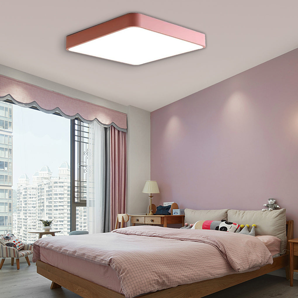 Square Modern Style Design Flush Mount Lighting Metal PVC Acrylic LED Bedroom Ceiling Lights