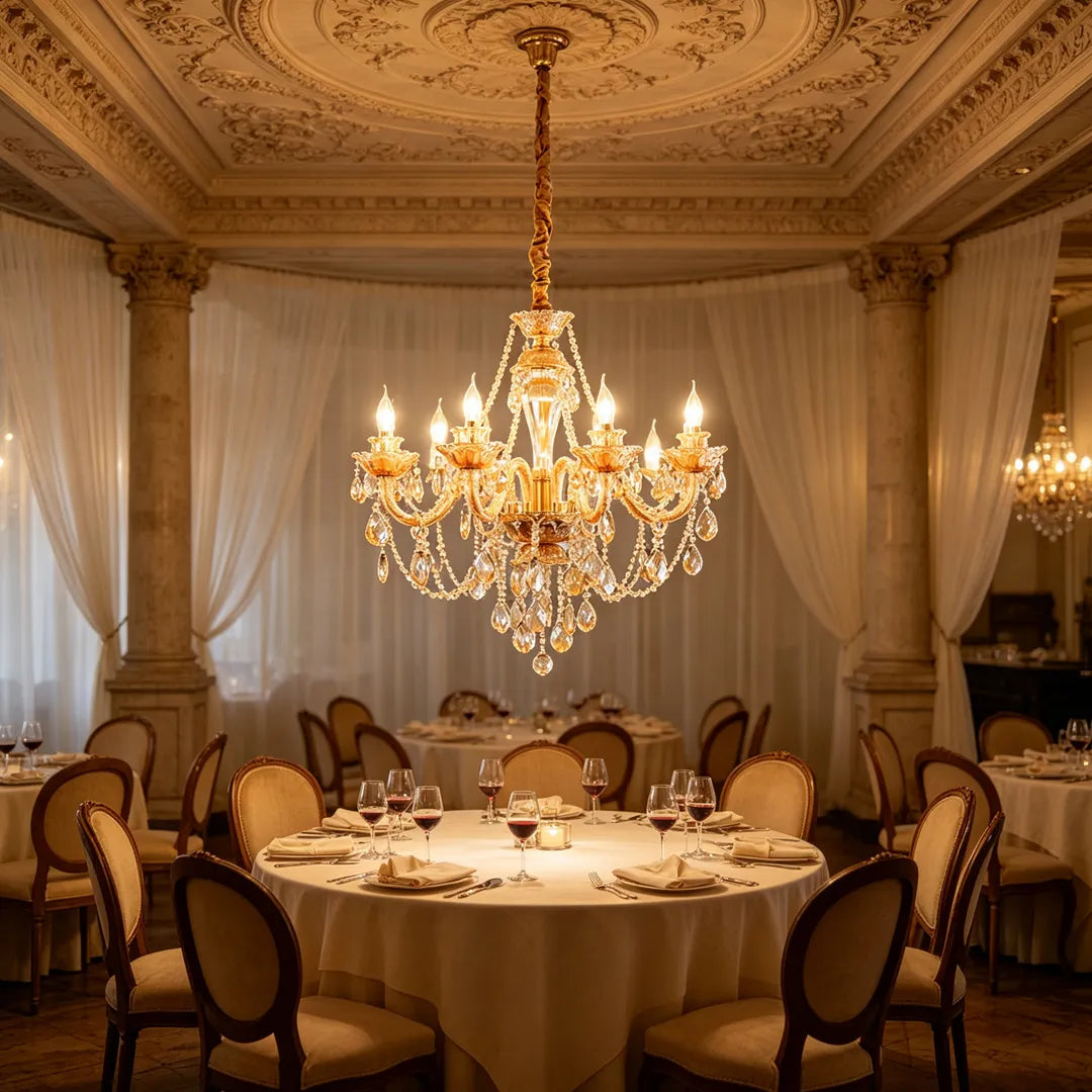 Luxury Glass Crystal Candlelight Retro European Style Chandelier