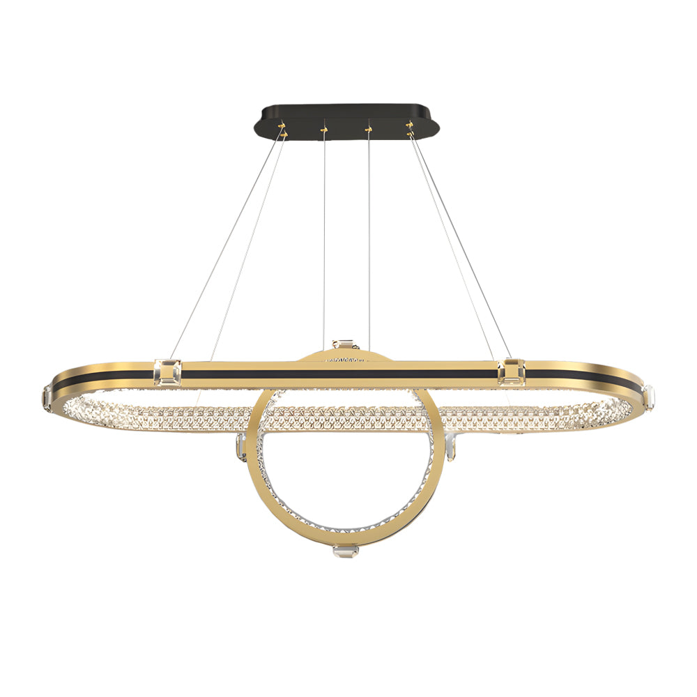 Long Oval Ring Luxury Three Step Dimming LED Modern Dining Room Chandelier