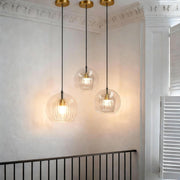 Creative Double Layer Glass Lampshade Electroplated Brass Chandelier