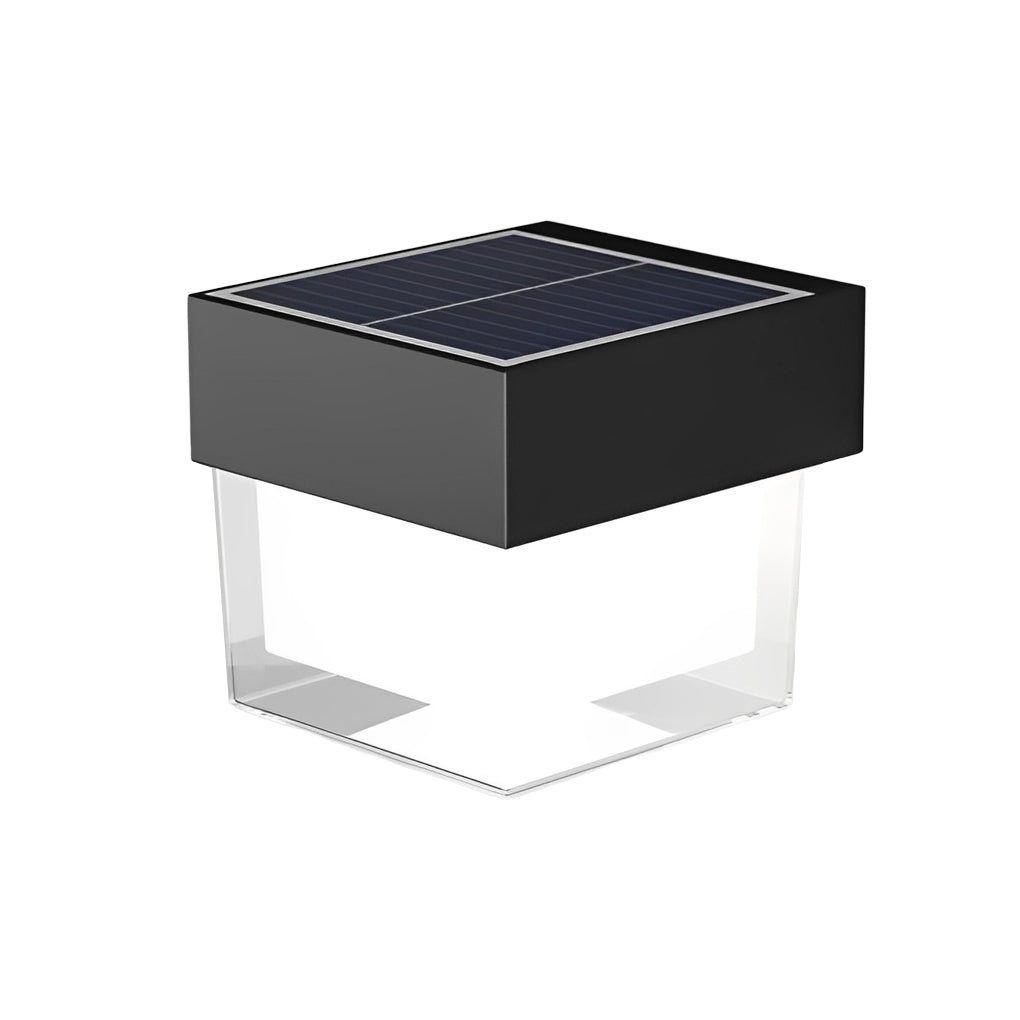 Square Round Waterproof LED Black Minimalist Solar Outdoor Wall Lights