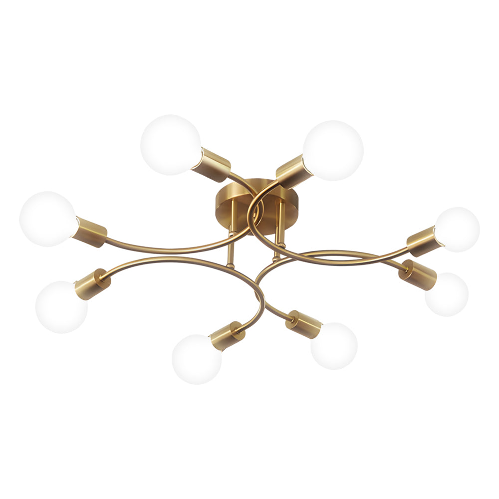 Flush Mount Gold Ceiling Light Curved Arm Modern Iron Light