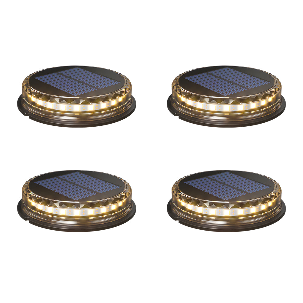 Modern Black LED Outdoor Solar Disc Path Light, 4-Pack