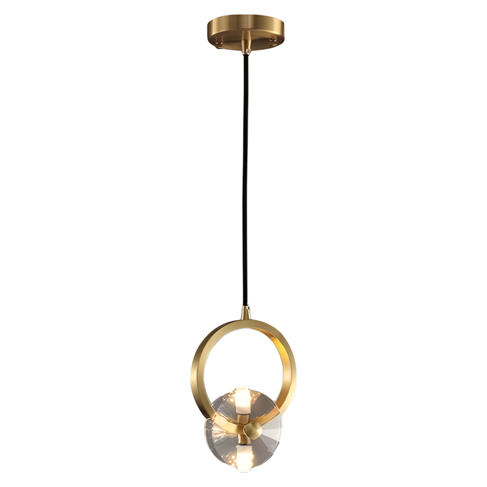 1/3-Light Round Copper Crystal LED Pendant Light