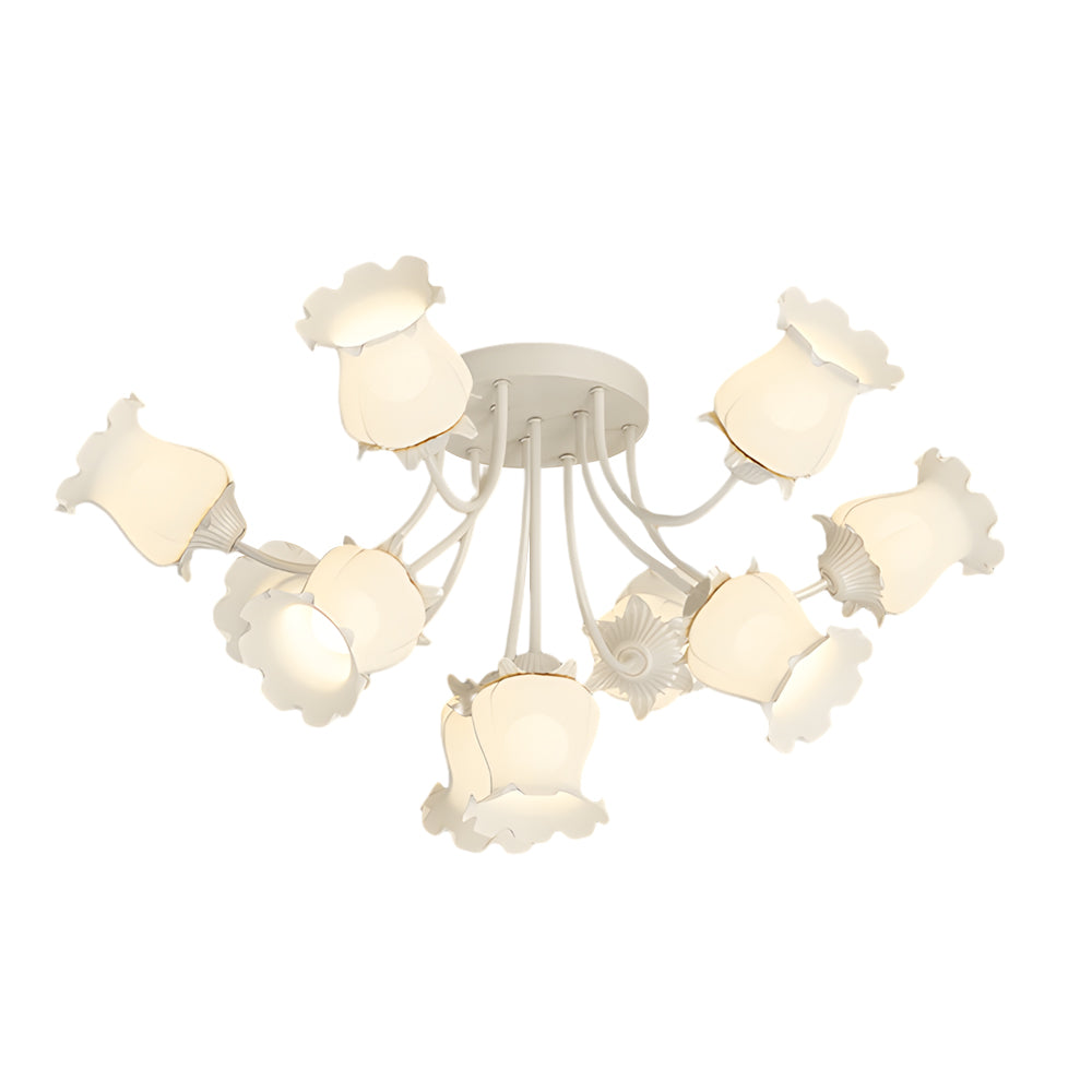 10 White Flowers 3 Step Dimming Creative Modern Ceiling Light Fixture