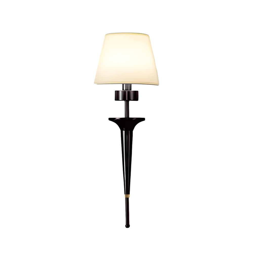 25.98-In H. Gold/Black Copper 1-Light American Wall Sconce with Fabric Shade