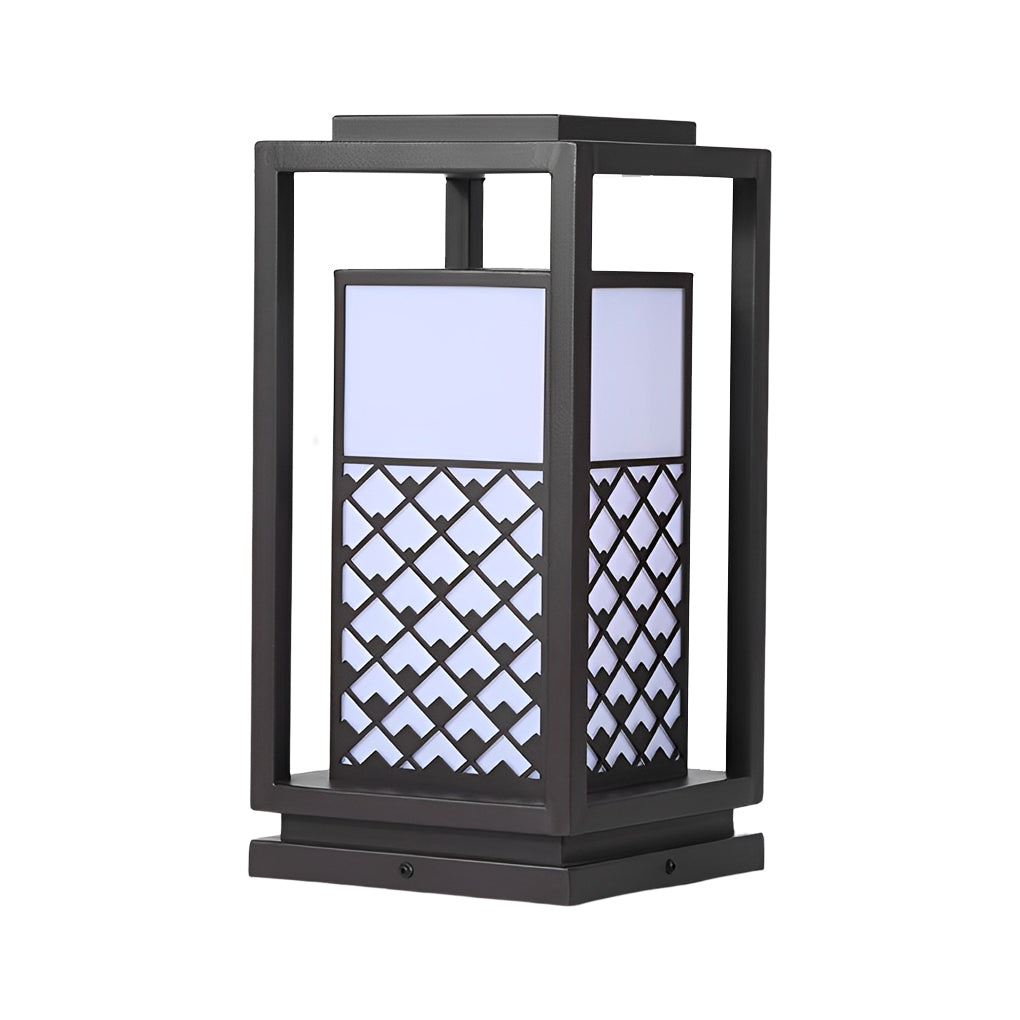 Retro Black LED Solar Lawn Lamp Patterned Pathway Lights for Outdoors