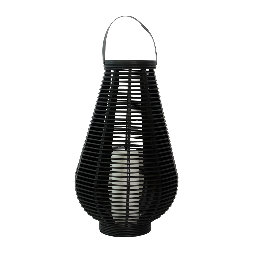 Waterproof PVC Weaving Rattan LED Black Modern Portable Solar Lanterns