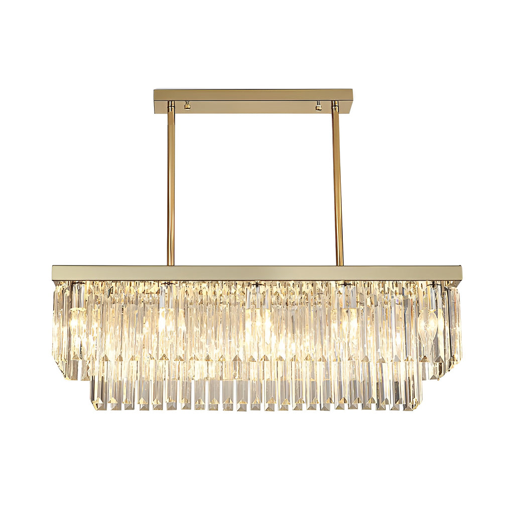 Rectangular LED Three Step Dimming Crystal Strips Postmodern Chandelier
