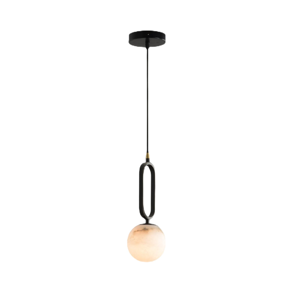 Round Marble Ball Natural Texture Copper Black Modern Small Pendant Lights