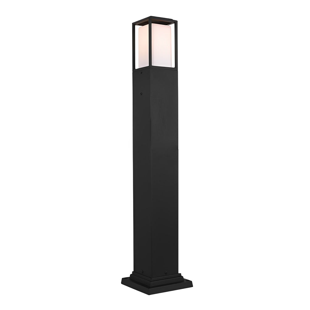 31.49 Inch High Black Aluminum Bollard Path Lights Elegant Square Outdoor Lighting
