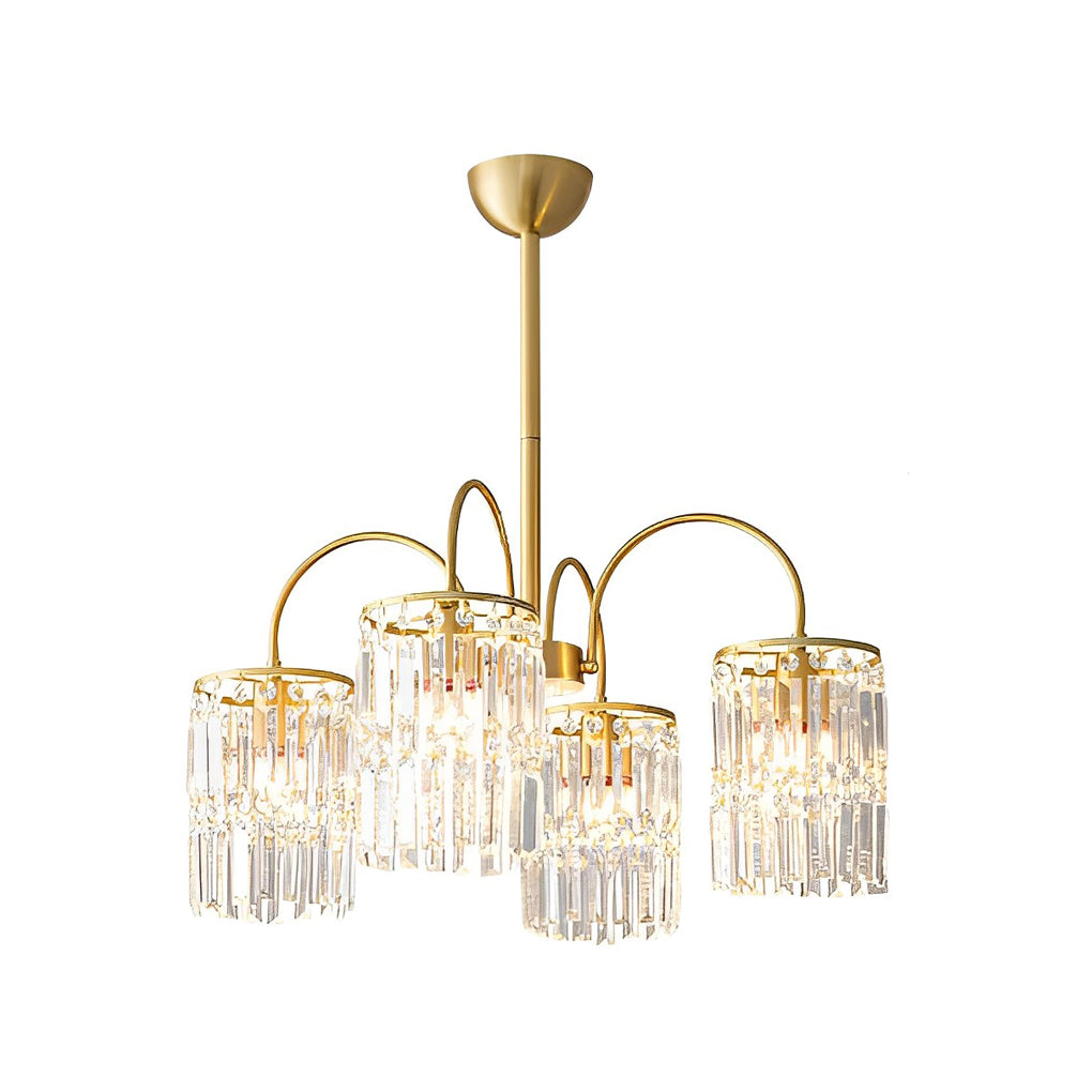 Crystal Shade Copper Curved Arms Luxury Post-Modern Chandelier Light