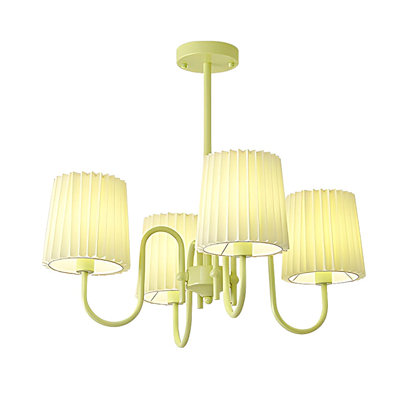 Pleated Fabric Retro Pastoral Green French Style Chandelier Hanging Lights