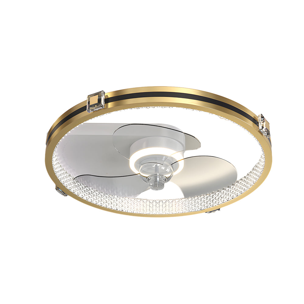Creative Ring LED Three Step Dimming Mute Gold Modern Fans Ceiling with Lights