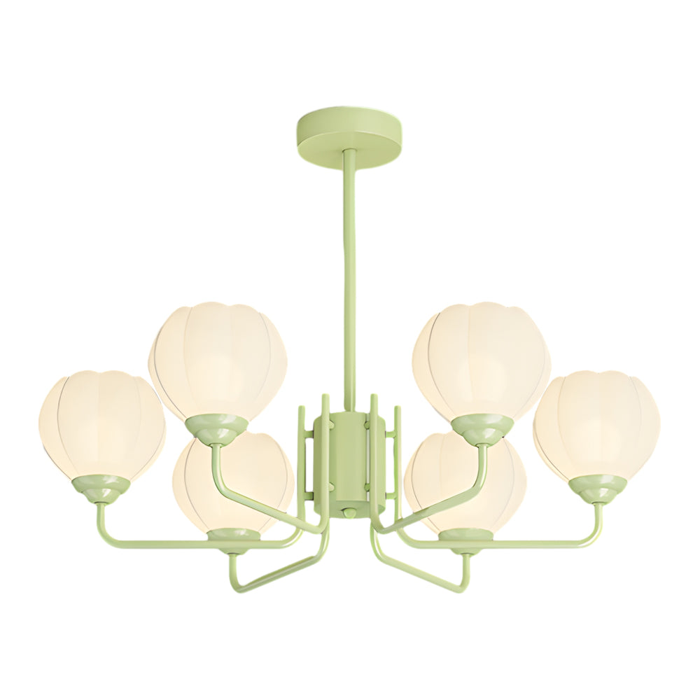 6 Flowers Round Bell Orchid Three Step Dimming Modern Hanging Lights Fixture
