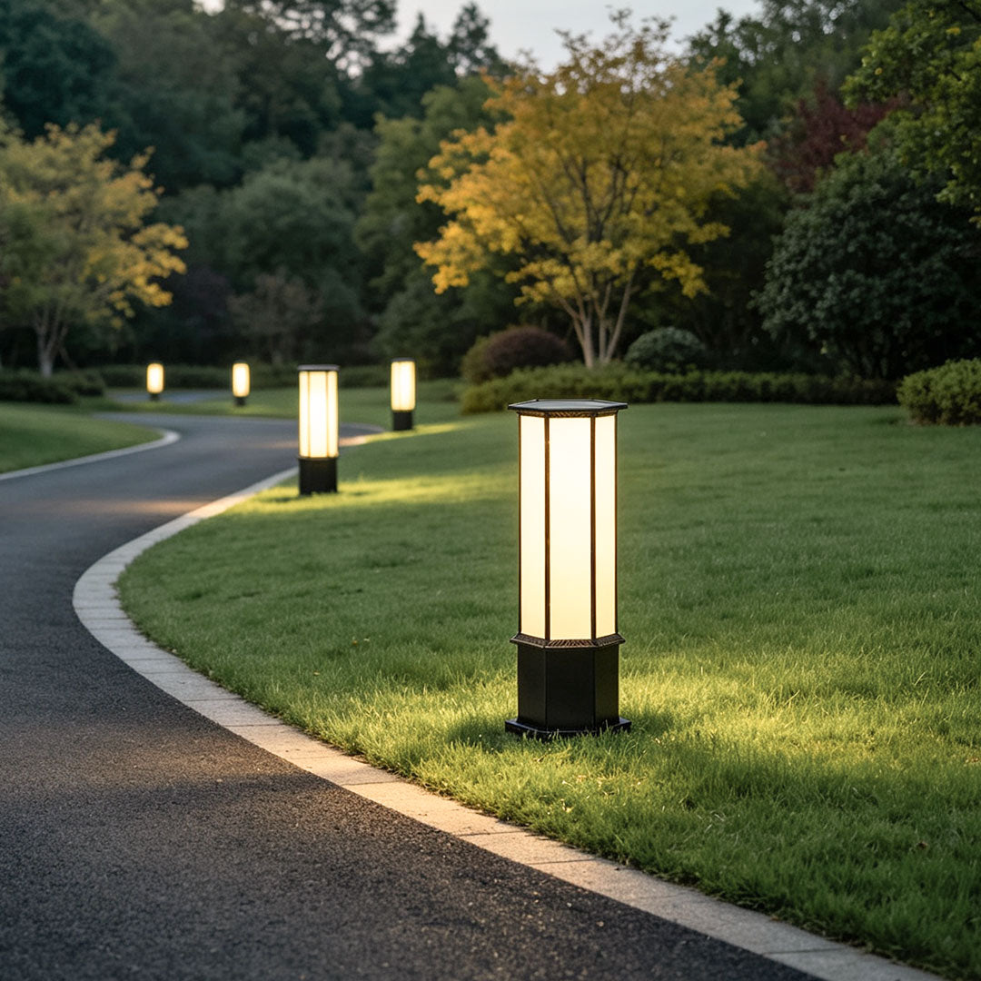 Bollard Solar Light Modern Metal Outdoor Landscape Light