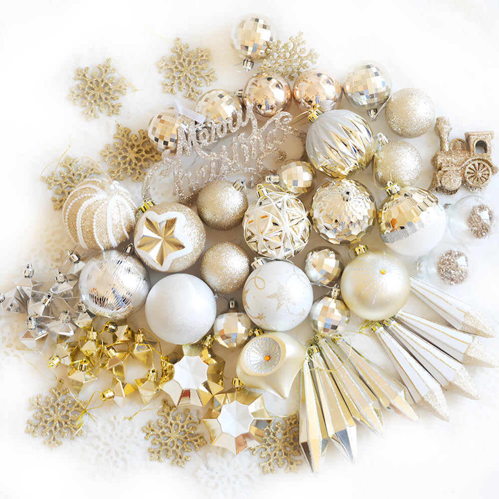 70 PCS Champagne Gold Pendants Accessories Ball Christmas Decoration Set - Dazuma
