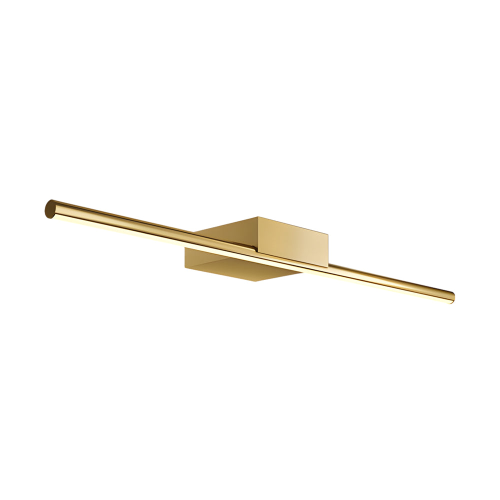 Brushed Brass Linear LED Vanity Light with Slim Cylinder Design for Bathrooms