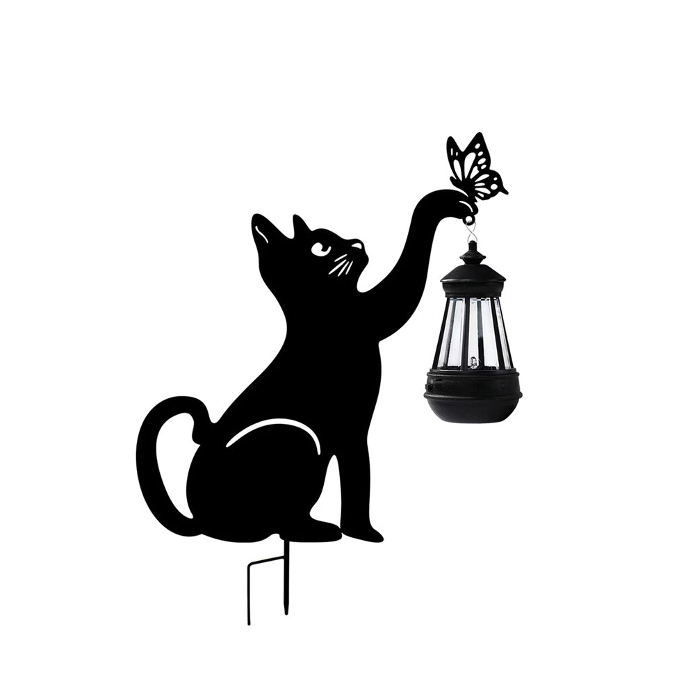 Iron Silhouette Cat Waterproof Intelligent LED Black Hanging Solar Lights