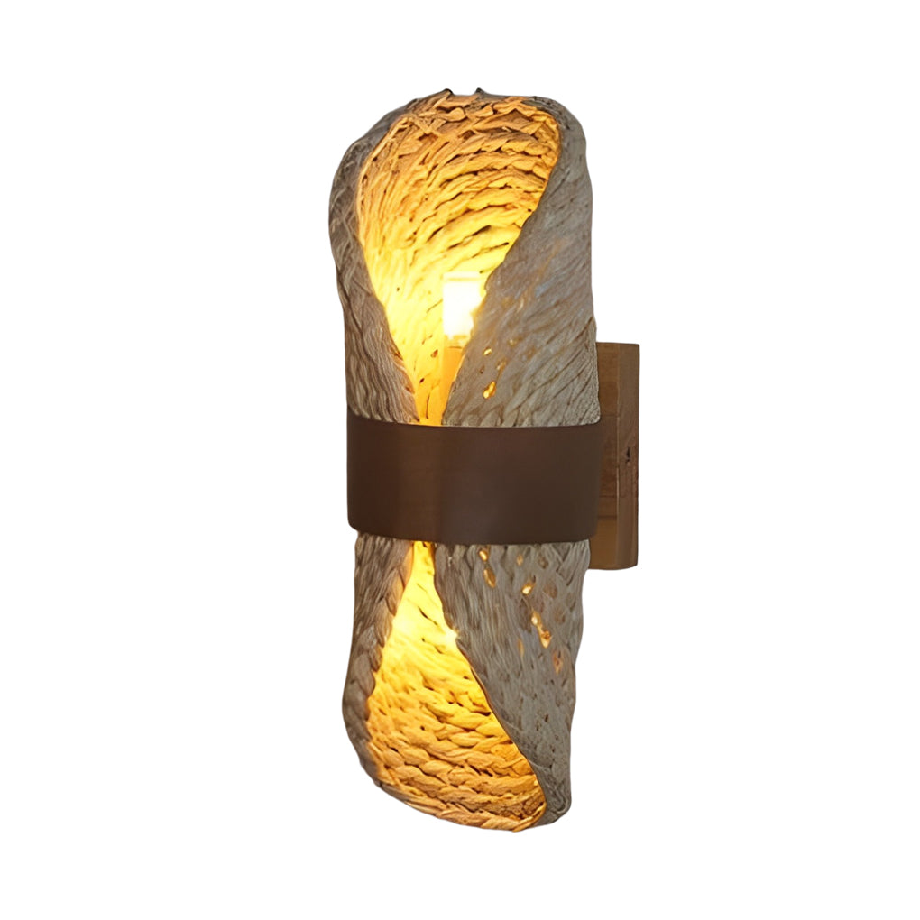Creative Rattan Wood LED up and down Lighting Japanese-Style Wall Lamp