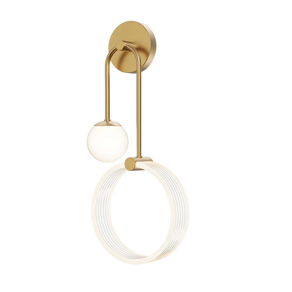 Modern 2-Light LED Wall Sconces with Acrylic Ring and Frosted Globe