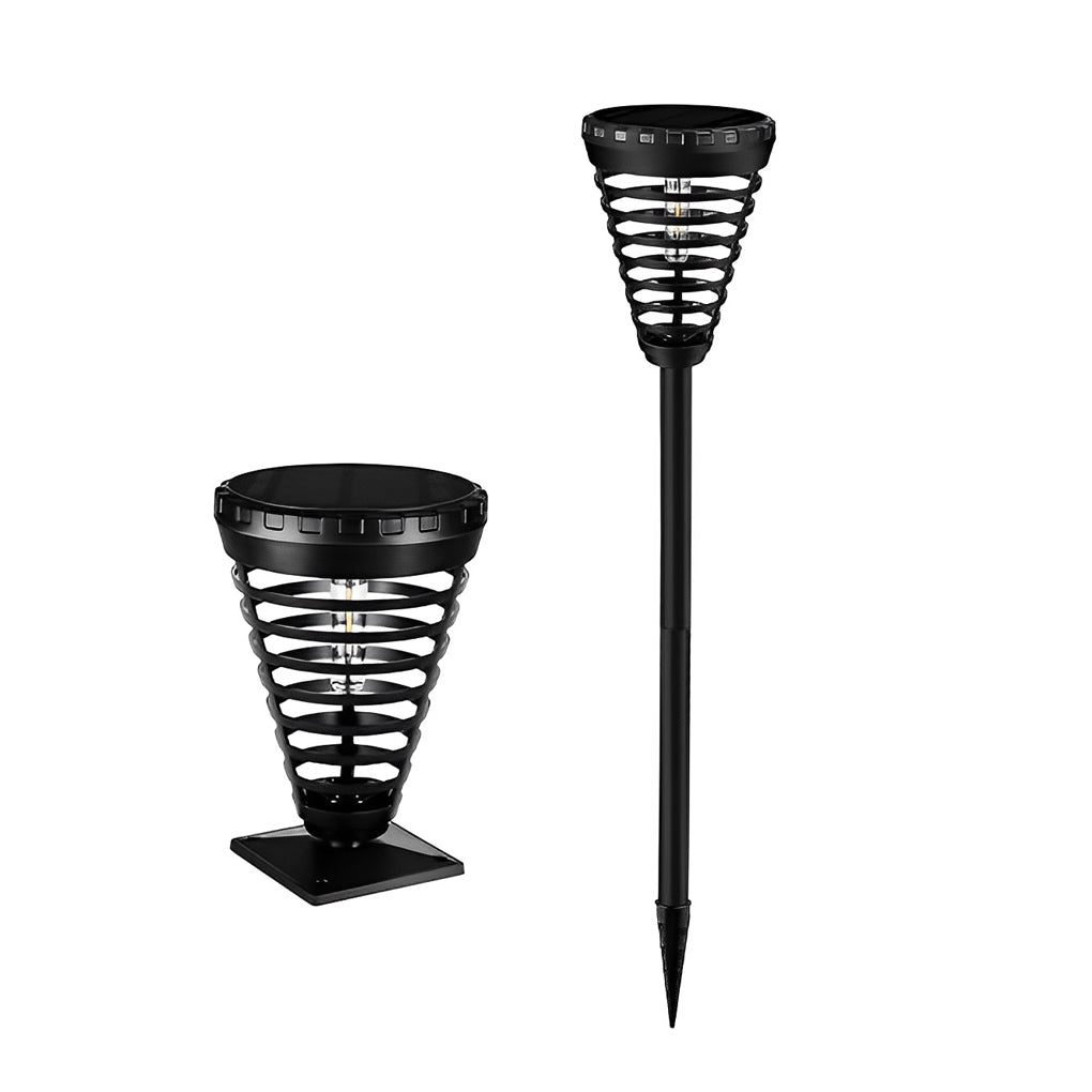 Round Intelligent LED IP65 Waterproof Black Modern Solar Garden Lights