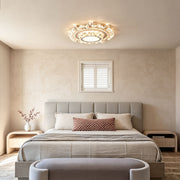 Modern White Flush Mount Light Crystal Ceiling Light