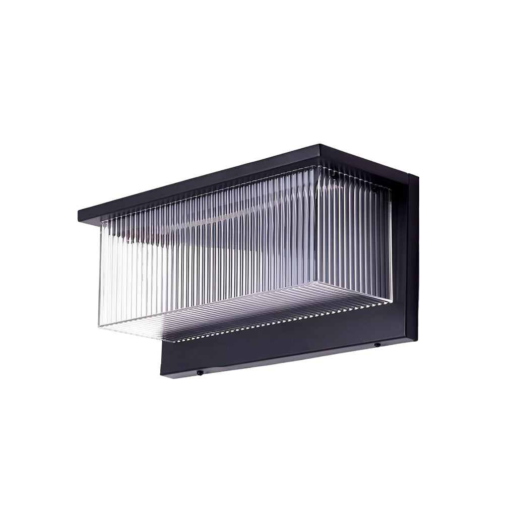 Rectangular Striped Acrylic Shade Waterproof Black Modern Solar Wall Lights