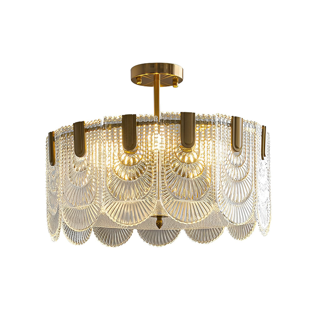 Round French Court Style Glass Three Step Dimming Modern Chandeliers
