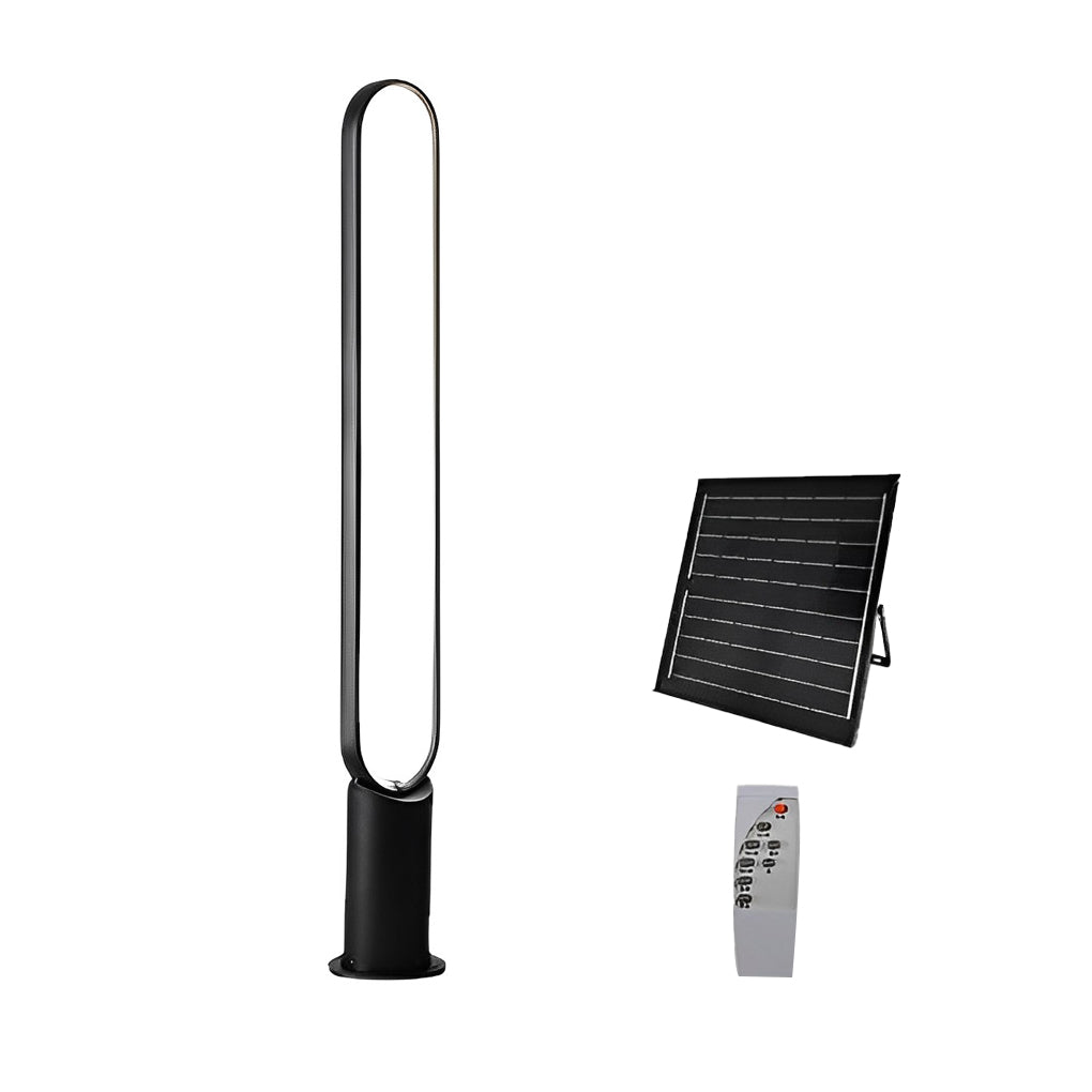 Modern Long Linear LED Solar Pathway Lights in Black Aluminum, Waterproof