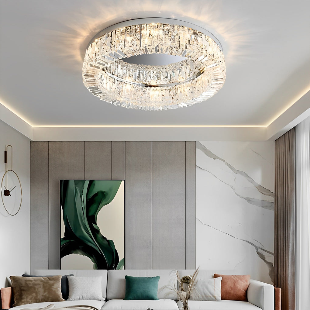Traditional Circular Crystal LED Nordic Ceiling Light Flush Mount Lighting - Dazuma