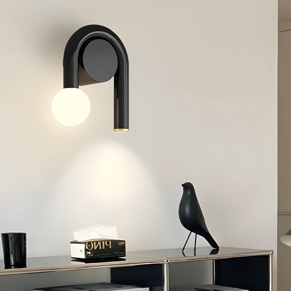2 - Light Arched Iron U - shaped Line Wall Sconce LED Matte Black Bathroom Vanity Lights