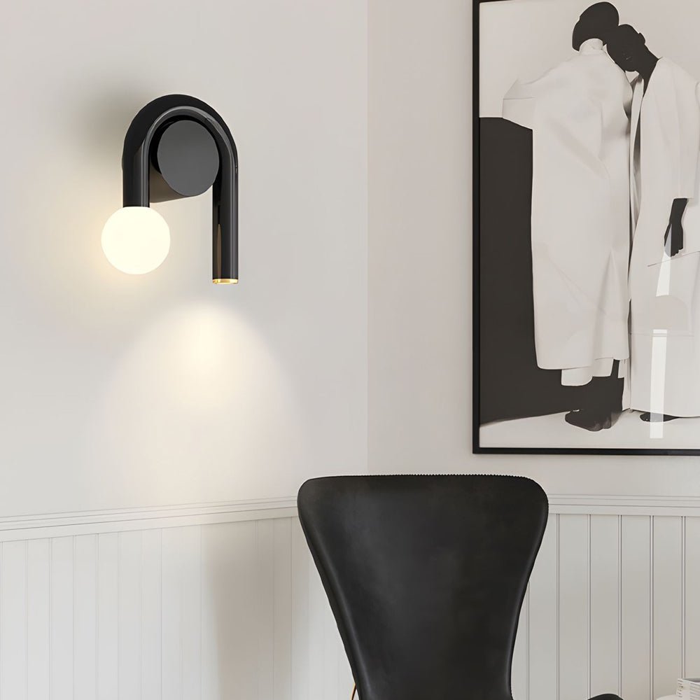 2 - Light Arched Iron U - shaped Line Wall Sconce LED Matte Black Bathroom Vanity Lights