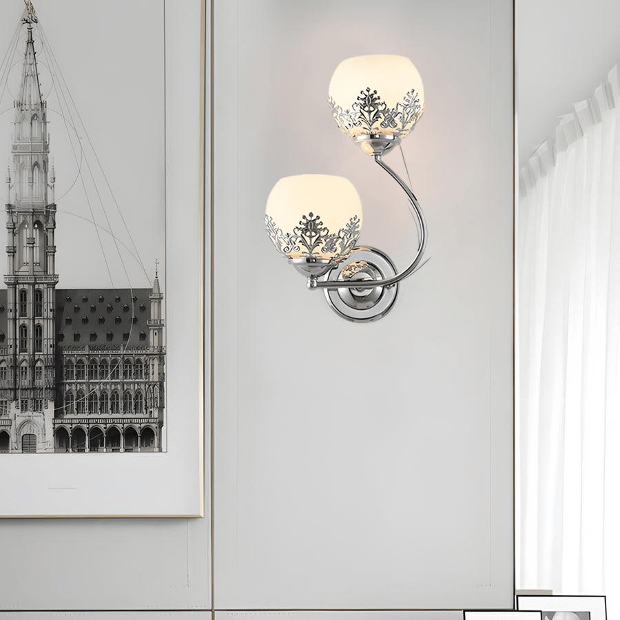 2 - Light Glass Flower LED Simple European Style Wall Sconces Lighting