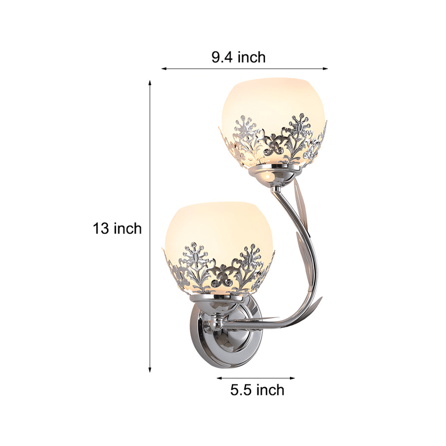 2-Light Glass Flower LED Simple European Style Wall Sconces Lighting ...