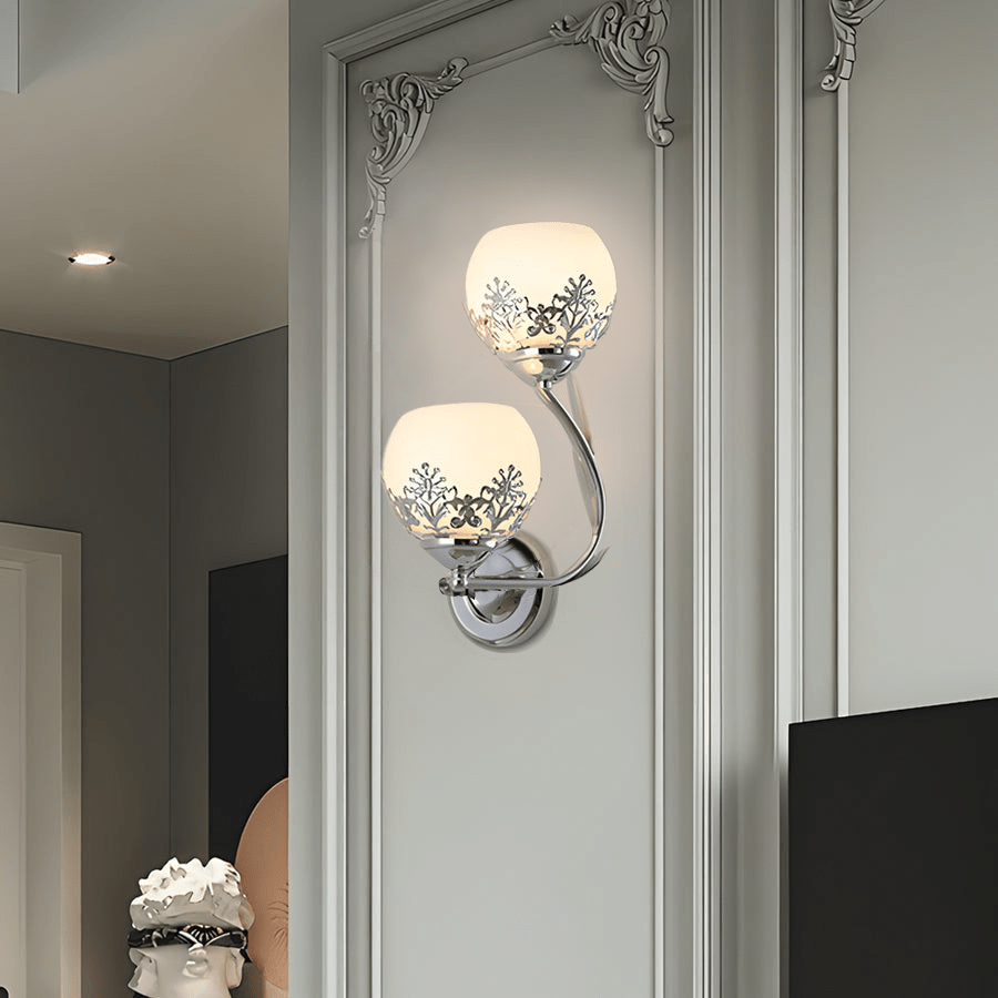 2-Light Glass Flower LED Simple European Style Wall Sconces Lighting ...